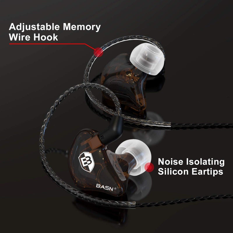 BASN Bsinger PRO in-Ear Monitors Hybrid Dynamic Dual Drivers Two Detachable MMCX Cables Musicians in-Ear Earbuds Headphones (Brown) - Image 2